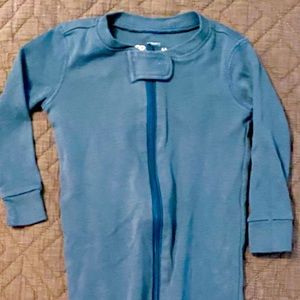 Primary 6-9 mo Solid Dusty Blue Pajamas Footies